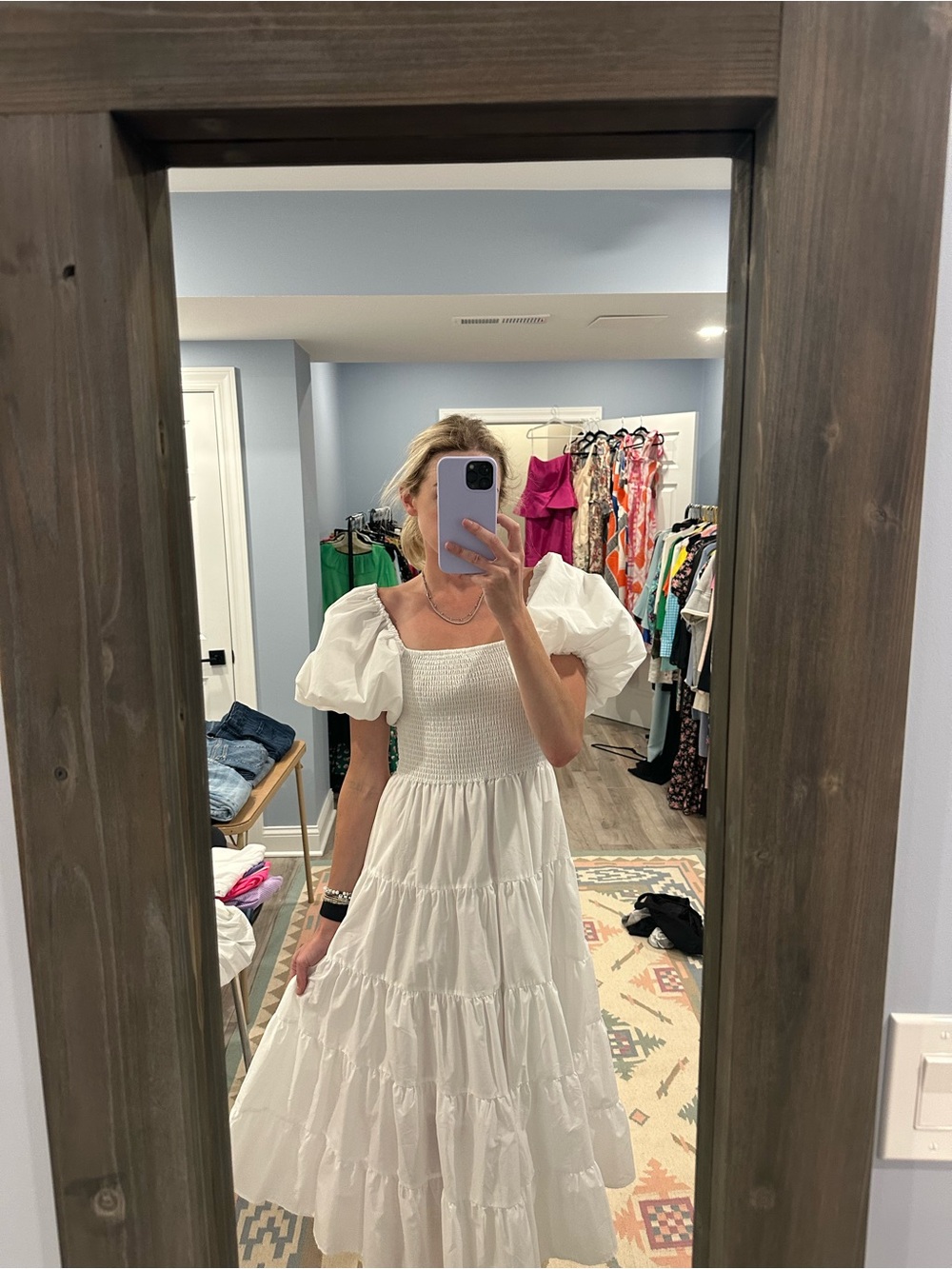 Petal & Pup White Puff Sleeve Tiered Maxi Dress - Picture 2 of 4